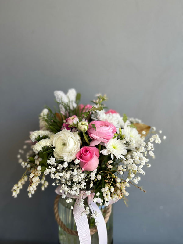 Pink Whisper Jar Arrangement